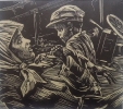 Бутяев П.И.1936 г.р. Беженцы, до 2003 г.  бумага, линогравюра 15,5 х 17,5 