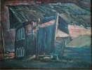 Белянин А.В.1944г.р. Старый дом,1987г-этюд, картон, масло 38х49,5