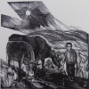 Вильде В.Г.1953г.р. Пастушок с коровами,1994г. бумага, линогравюра, 30х30