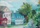 Дарвина Л.В.1977г.р. Тихая улочка, 2019г. тон.бумага, темпера 41,5х60 