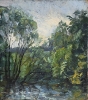 Вильде В.Г. 1953 г.р. Пейзаж у пруда, 1987 г. картон, масло 