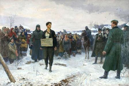  к  н  - зоя космодемьянская перед казнью  1947 1949  холст  масло  оомии им  м а  врубеля preview.be1OR