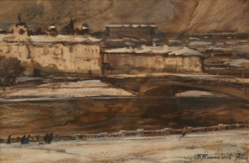 Николаев Б.Н. 1924-2007г Бурный день 1972г. бум. смеш.техника 32х215 ТКГ-114 Ж-81