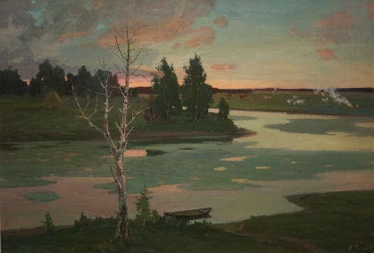 белов к п  1900-1988гг  заросший пруд   1972г  холст  м асло 104х70 ткг-109 ж-78.ir9pj
