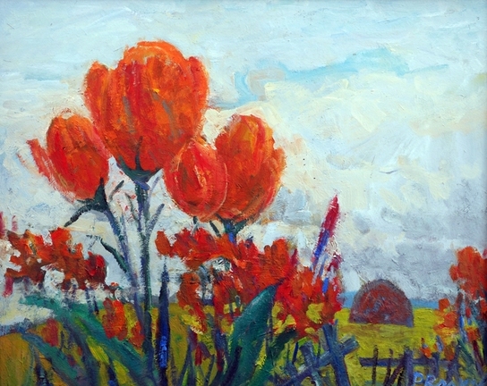 волков р р 1948г р  маки 2008г  картон  масло 56х45 ткг-270 ж169.Bi2E9