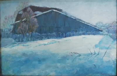 Белянин А.В.1944г.р. Сарай,1979г. холст на картоне, масло