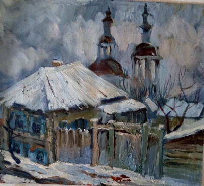Щетинин И.Д.1952г.р. Оттепель,1973г. холст, масло 39,5х44 ТХМ-756 Ж-494_1