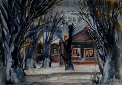 Щетинин И.Д.1952г.р. Старый Курган, 1986г.р. бумага, акварель 52х73 ТХМ-782 Ж-520_1