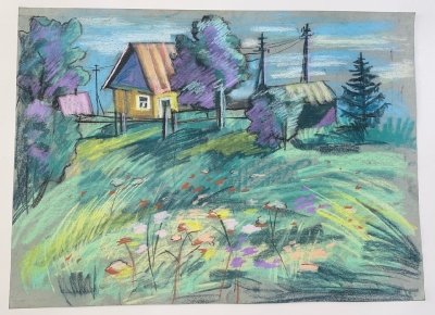 Узбекова К.П. 1960г.р. На опушке, 2019г. бумага, пастель, 41,5х59, ТХМ-801 Г-195