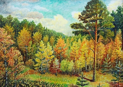 Бабушкин_Н.Ф._1938г.р._Золотая_осень2011г._х.м._48х42_ТКГ-315_Ж-186