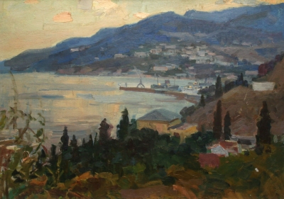 Щекотов_К.Н.1909-1975гг_У_пирса_-_Крым_49х70_х.м._ТКГ-9_Ж-9